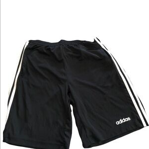 Men’s Adidas Black ClimaCool Basketball Nylon Shorts Sz. M White Stripes Pull-On